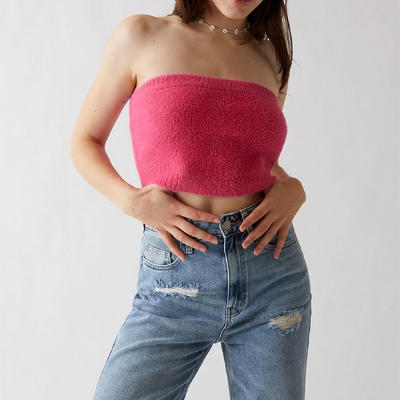 💖Pink💖 Fuzzy Tube Top NWT - Picture 1 of 4